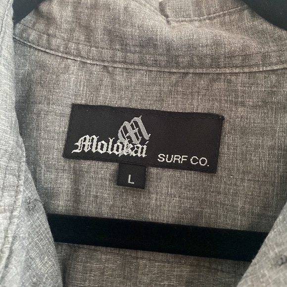 Molokai‎ surf gray button up short sleeve shirt size L - Picture 2 of 3